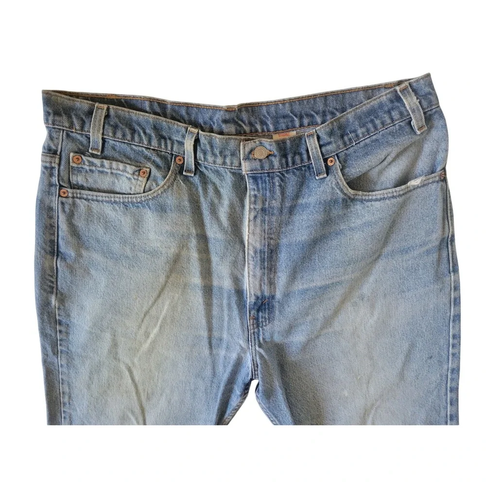 Vintage 80s Levis 517 Bootcut Jeans USA Made Distressed 40x30 Med Wash Denim Men